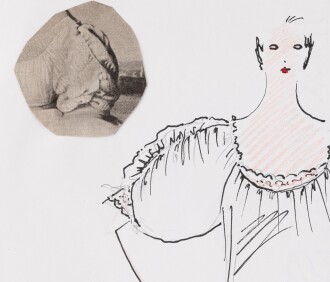 View 1 of Lot 71: An original sketch for fashion, circa end of the 70's | Croquis de mode original, de la fin des années 1970