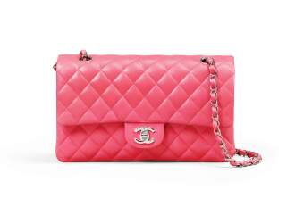 View 1 of Lot 2: Dark Pink Lambskin Medium Double Flap Silver Hardware, 2006