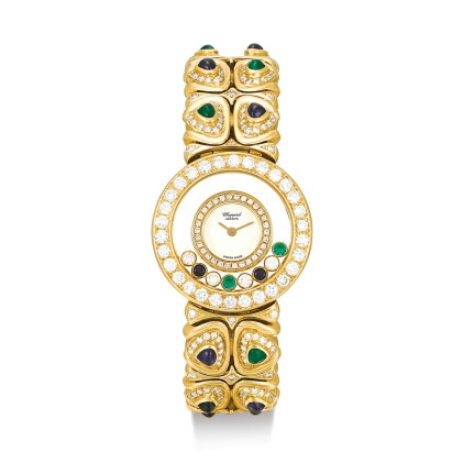 Catalog image of chopard | happy diamonds, reference 20/5572 a yellow gold, diamond, emerald and…