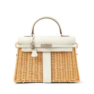 View 1 of Lot 613: Limited Edition Mushroom Swift and Osier Wicker Picnic Kelly 35 Palladium Hardware, 2022