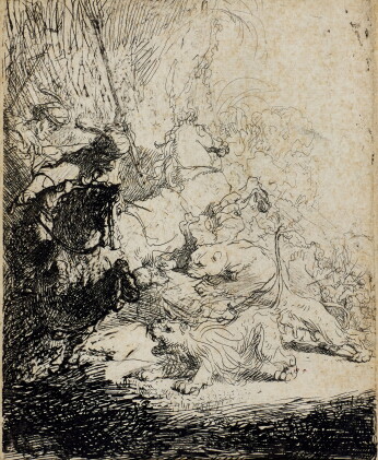 Catalog image of The Small Lion Hunt (with Two Lions) (B., Holl. 115; New Holl. 28; H. 180)