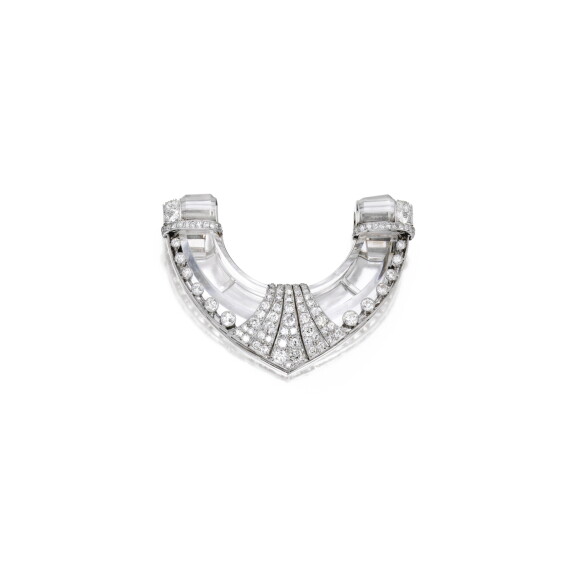 Platinum, Rock Crystal and Diamond Clip, Georges Fouquet, Paris