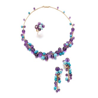 View 1 of Lot 628: Amethyst, turquoise and diamond parure,'Les Délices du Goa'