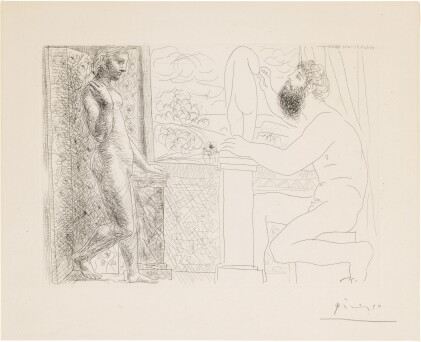 Catalog image of Sculpteur travaillant sur le motif avec Marie-Thérèse posant (Bloch 168; Baer 321)