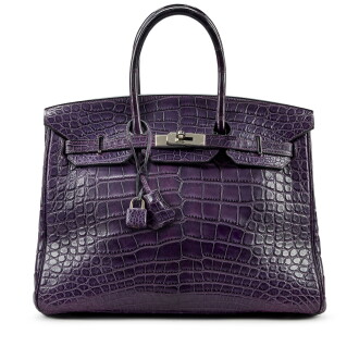 View 1 of Lot 94: Amethyst Matte Mississippiensis Alligator Birkin 35 Palladium Hardware, 2010