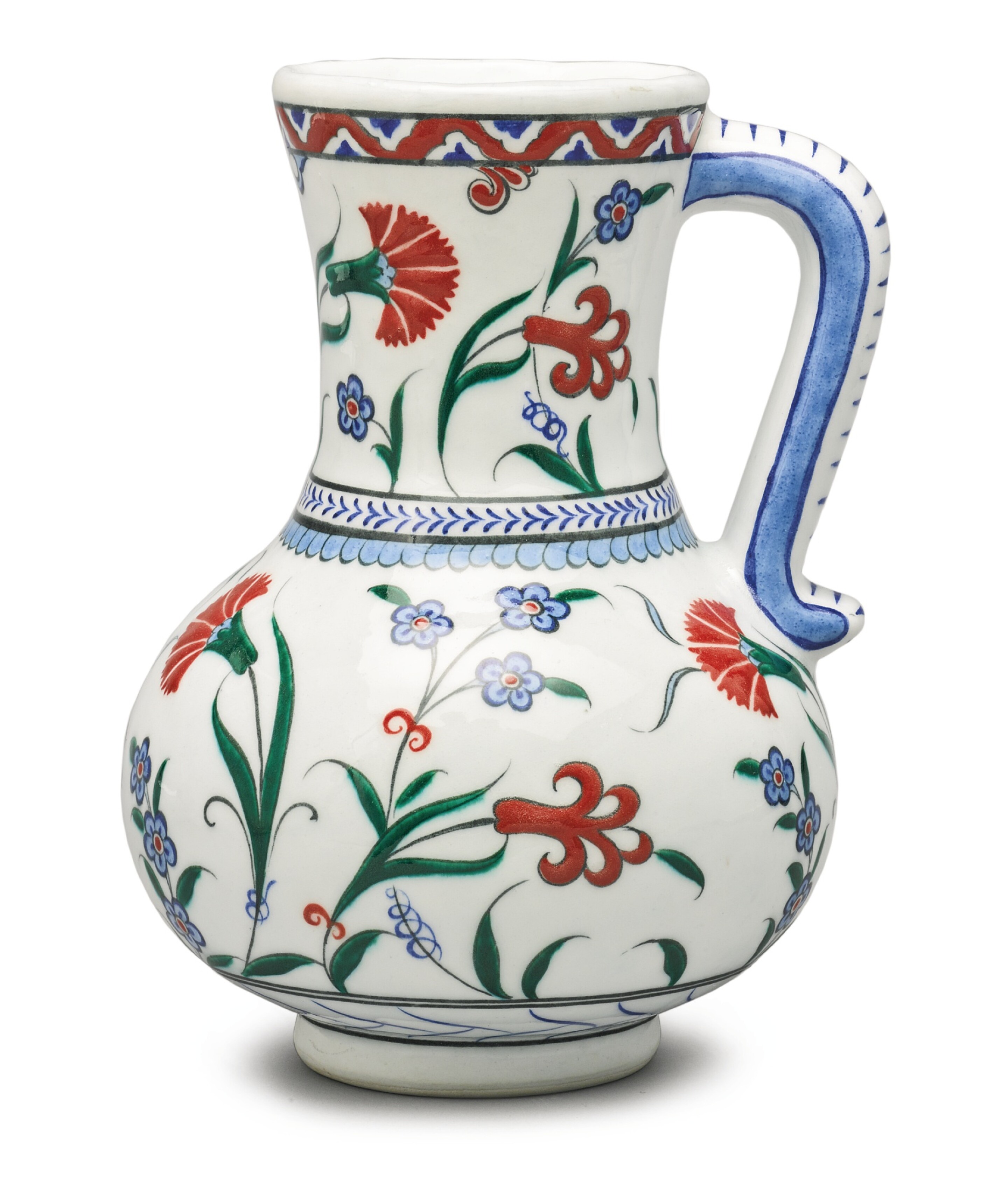199 A TURKISH IZNIK STYLE POTTERY POLYCHROME JUGG MODERN 199-a-turkish-iznik-style-pottery-polychrome-jugg-modern