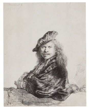 Catalog image of Self-Portrait Leaning on a Stone Sill (B., Holl. 21; New Holl. 171; H. 168)