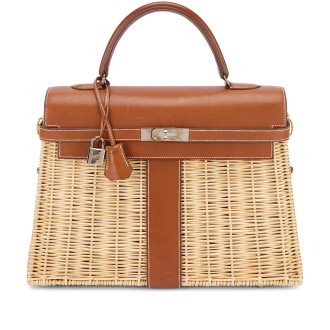 View 1 of Lot 511: Limited Edition Fauve Barenia and Osier Wicker Picnic Kelly 35 Palladium Hardware, 2011