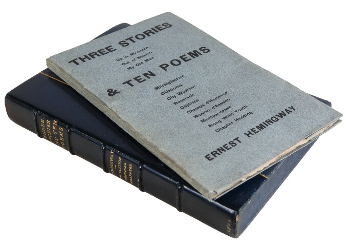 A first edition of Earnest Hemingway’s first book, Three Stories and Ten Poems, sold at Sotheby’s New York in 2020 for $50,400.