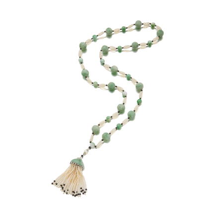Catalog image of Jade, Onyx, Cultured Pearl, Seed Pearl and Diamond Sautoir