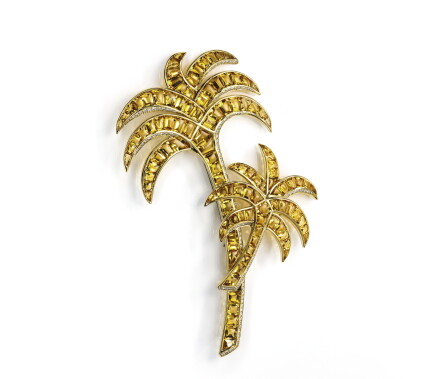 Catalog image of citrine and diamond brooch, 'palme', michele della valle