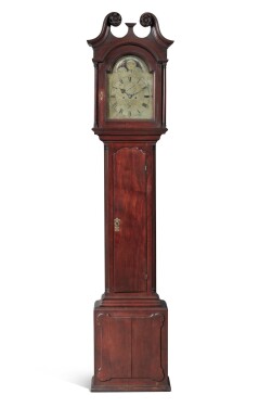 View 1 of Lot 1580: Chippendale Carved Mahogany Tall Case Clock, Works by James Warne, London (1760-1775), Case from Philadelphia, Pennsylvania, Circa 1760
