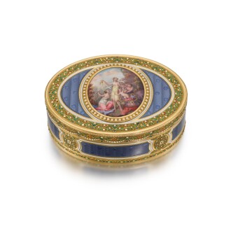 View 1 of Lot 72: A gold and enamel snuff box, 19th century in earlier taste