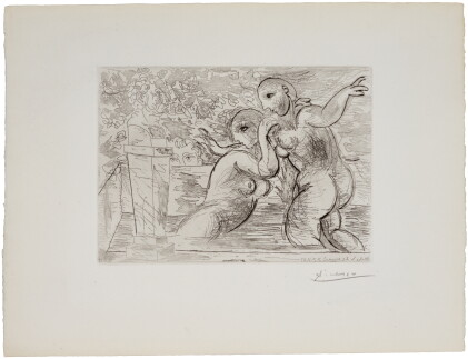 Catalog image of Les baigneuses surprises, from la suite Vollard (B. 194; Ba. 355)
