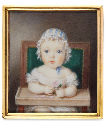 Catalog image of Portrait of a baby sitting in a high chair