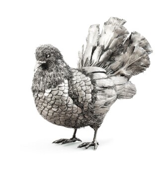 View 1 of Lot 4: An Italian silver Peacock-pigeon, Buccellati, Milan, circa 1990 | Pigeon-paon en argent par Buccellati, Milan, vers 1990