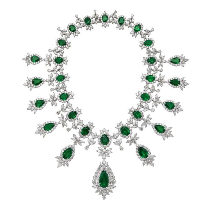Zambian Emerald and Diamond Necklace