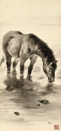 Catalog image of gao qifeng 高奇峰 | horse drinking water 飲馬