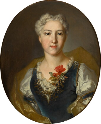 Catalog image of Portrait of Marie-Thérèse Pommyer (born circa 1705), bust-length, wearing a blu…