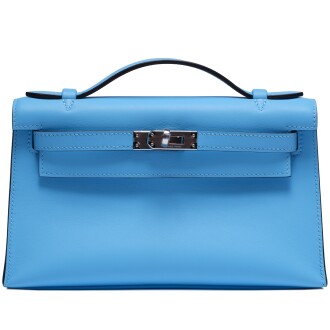 View 1 of Lot 44: Bleu Céleste Swift Kelly Pochette Palladium Hardware, 2025