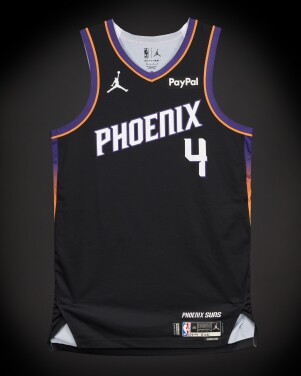 View 1 of Lot 81: Jalen Green Phoenix Suns 2026 NBA Playoffs Western Conference Round 1 Game Worn Statement Edition Jersey | Game 1