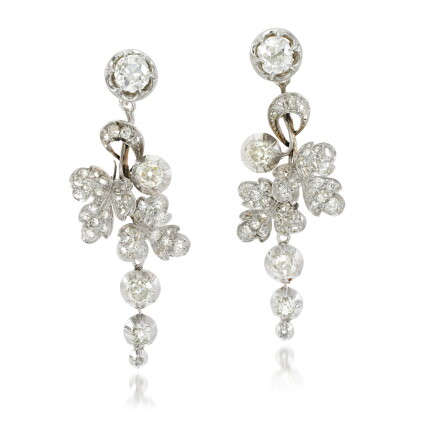 Catalog image of Pair of diamond earrings, 19th century and later