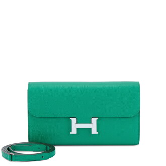 View 1 of Lot 575: Vert Jade Epsom Constance-To-Go Wallet Bleu Brume Enameled Palladium Hardware, 2022