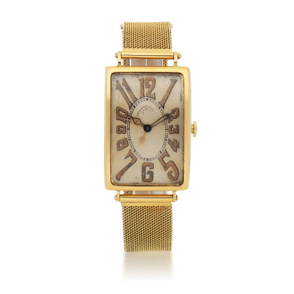 Catalog image of patek philippe | 'art deco', ref 11 large yellow gold wristwatch with 'explodin…