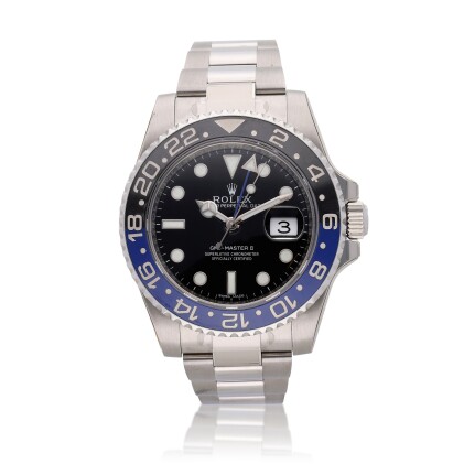 View 1 of Lot 236: Reference 116710BLNR GMT-Master II 'Batman' | A stainless steel automatic dual time wristwatch with date, Circa 2013