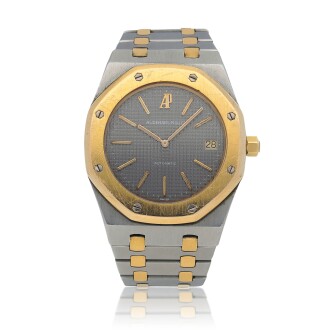 View 1 of Lot 501: Royal Oak, Ref. 5402  Stainless steel and yellow gold wristwatch with date and bracelet   Circa 1980