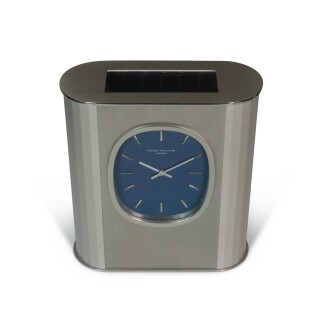 View 1 of Lot 81: Ellipse d'Or, Ref. 1505 Rhodium-plated gilt brass table clock Circa 1987