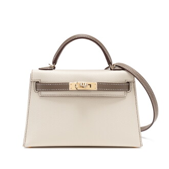 View 1 of Lot 2046: Craie & Etoupe Epsom HSS Sellier Kelly Mini II 20 Permabrass Hardware, 2021