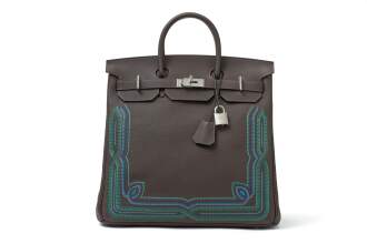 View 1 of Lot 21: Ebene Togo Limited Edition Western Birkin 40 Haute A Courroies Palladium Hardware, 2021