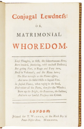 Catalog image of defoe, conjugal lewdness, or matrimonial whoredom, 1727, rare first issue