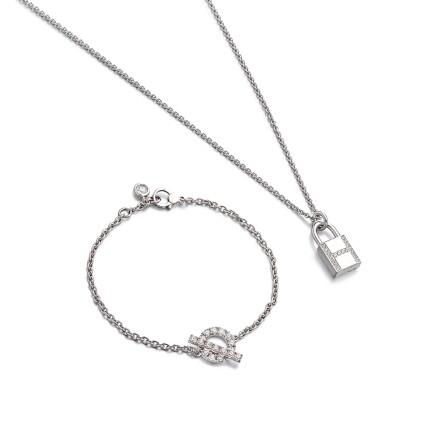 View 1 of Lot 3153: Set of Two White Gold and Diamond Finesse Bracelet and White Gold and Diamond Kelly Cadenas Pendant
