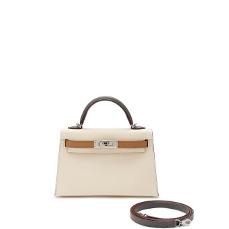 View 1 of Lot 1014: Limited Edition Nata, Chai and Gris Meyer Epsom Tri-color Mini Kelly II 20 Palladium Hardware, 2022