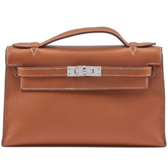 View 1 of Lot 12: Gold Swift Kelly Pochette Palladium Hardware, 2012