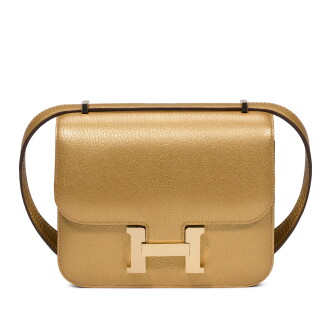 View 1 of Lot 17: Limited Edition Doré Chèvre Chamkilight Metallic Mini Constance 18 Permabrass Hardware, 2025