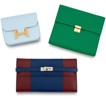 View 1 of Lot 6214: Set of Three Constance Slim, Clic 16 Wallet and Limited Edition Flag Kelly Wallet
