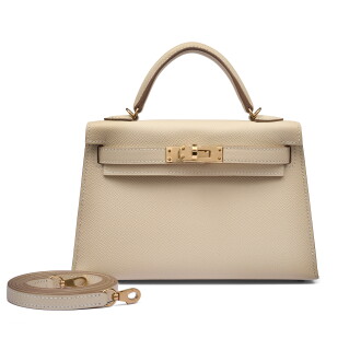 View 1 of Lot 25: Craie Epsom Mini Kelly II 20 Permabrass Hardware, 2024