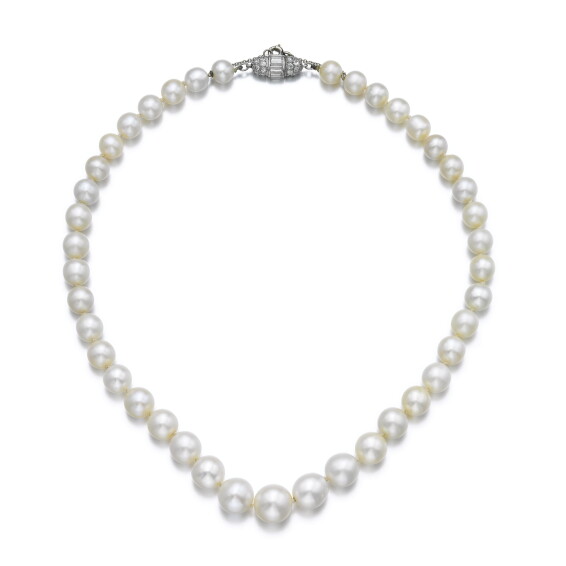 Natural pearl and diamond necklace, Chaumet
