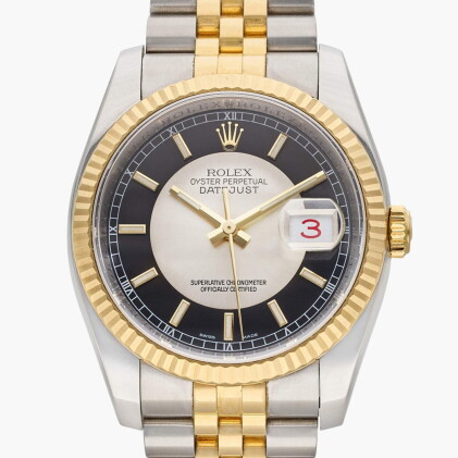 Catalog image of Reference 116233 Datejust 'Tuxedo' | A yellow gold and stainless steel automati…