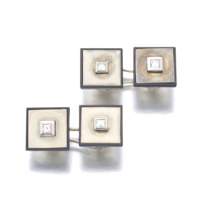 Catalog image of boucheron | pair of onyx and diamond cufflinks, 1930s