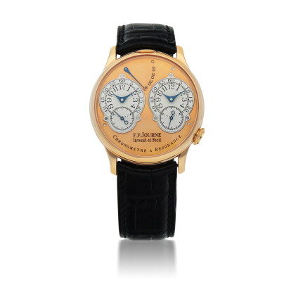 Catalog image of chronometre a resonance early pink gold dual time zone wristwatch with power re…