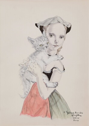 Catalog image of Léonard Tsuguharu Foujita 藤田嗣治 | Petite fille au chat 抱著小貓的女孩