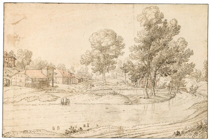 Catalog image of A Landscape with Houses on the Bank of a River