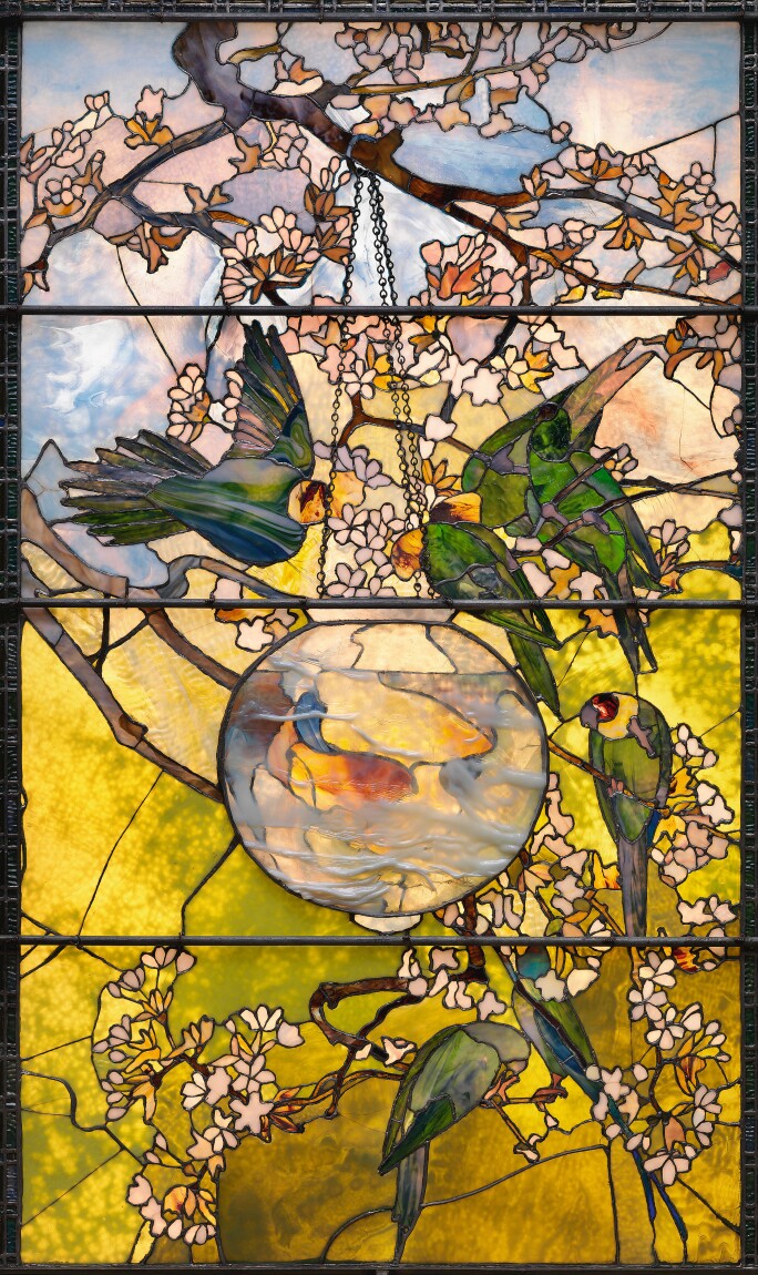 Louis Comfort Tiffany, Tiffany Studios, Parakeets, 1889