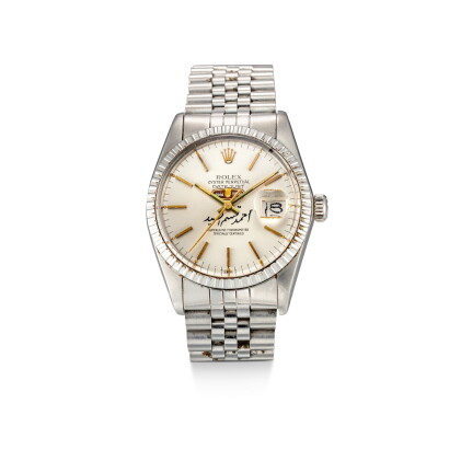 Catalog image of rolex | datejust, reference 16030, a stainless steel wristwatch with date, unus…