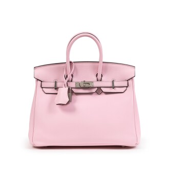 View 1 of Lot 618: Rose Sakura Swift Birkin 25 Palladium Hardware, 2020