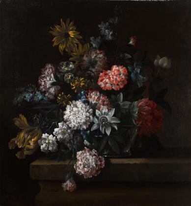 Catalog image of circle of jean-baptiste monnoyer | a still life of carnations, morning glory, a…